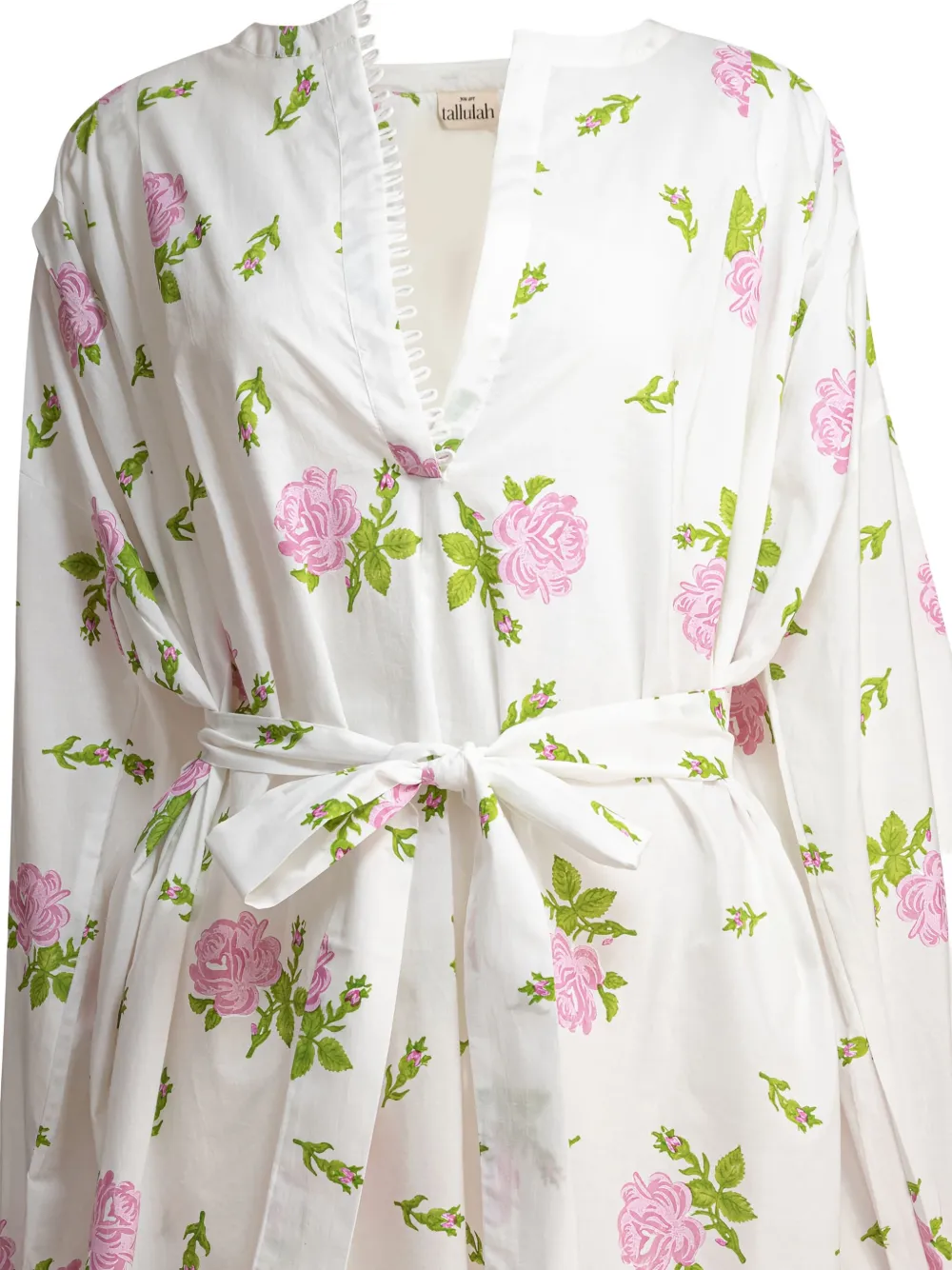 La Maison Talulah Rose-print Belted Dress In White