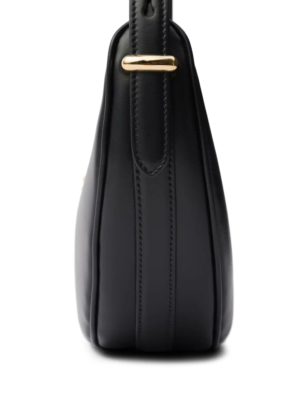 Prada Halvemaanvormige leren schoudertas Zwart