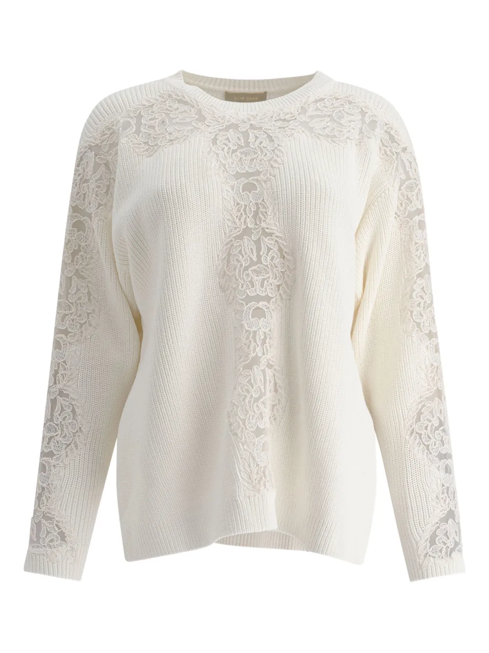 Elie Saab Lace-insert Cotton Sweater In White