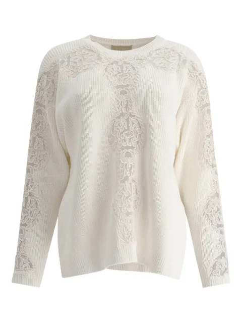 Elie Saab lace-insert cotton sweater