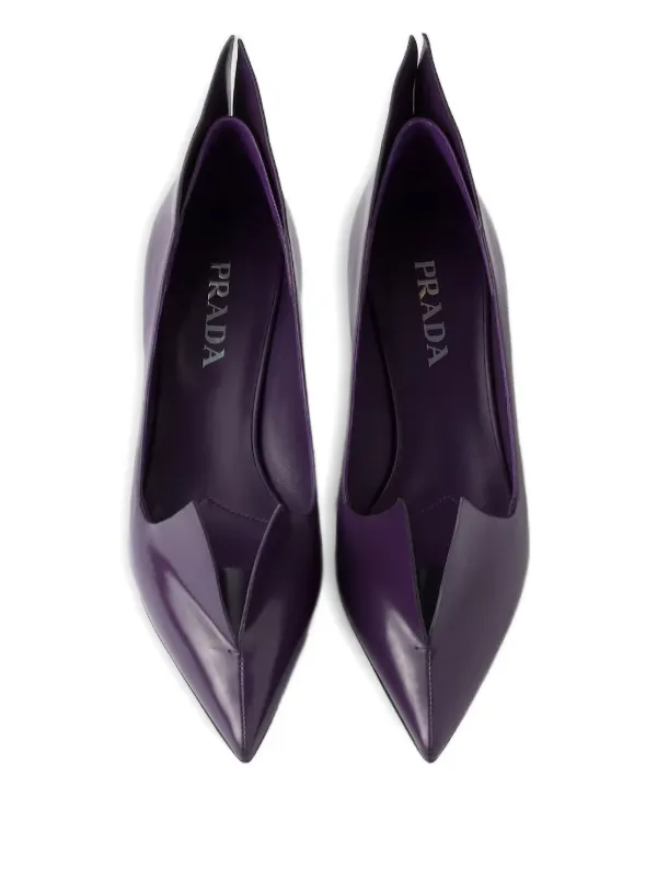 Prada 55mm pointed-toe Leather Pumps | Purple | FARFETCH