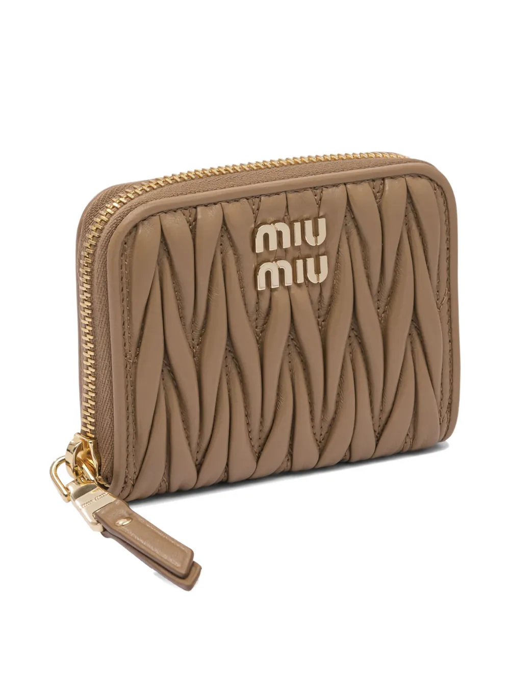 Miu Matelassé portemonnee met rits Bruin