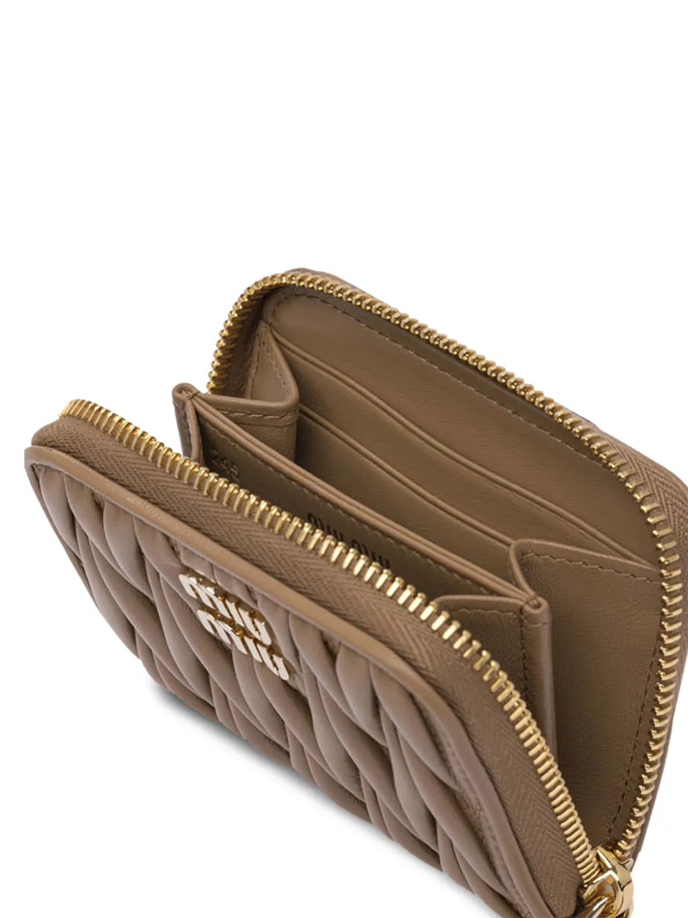 Miu Matelassé portemonnee met rits Bruin