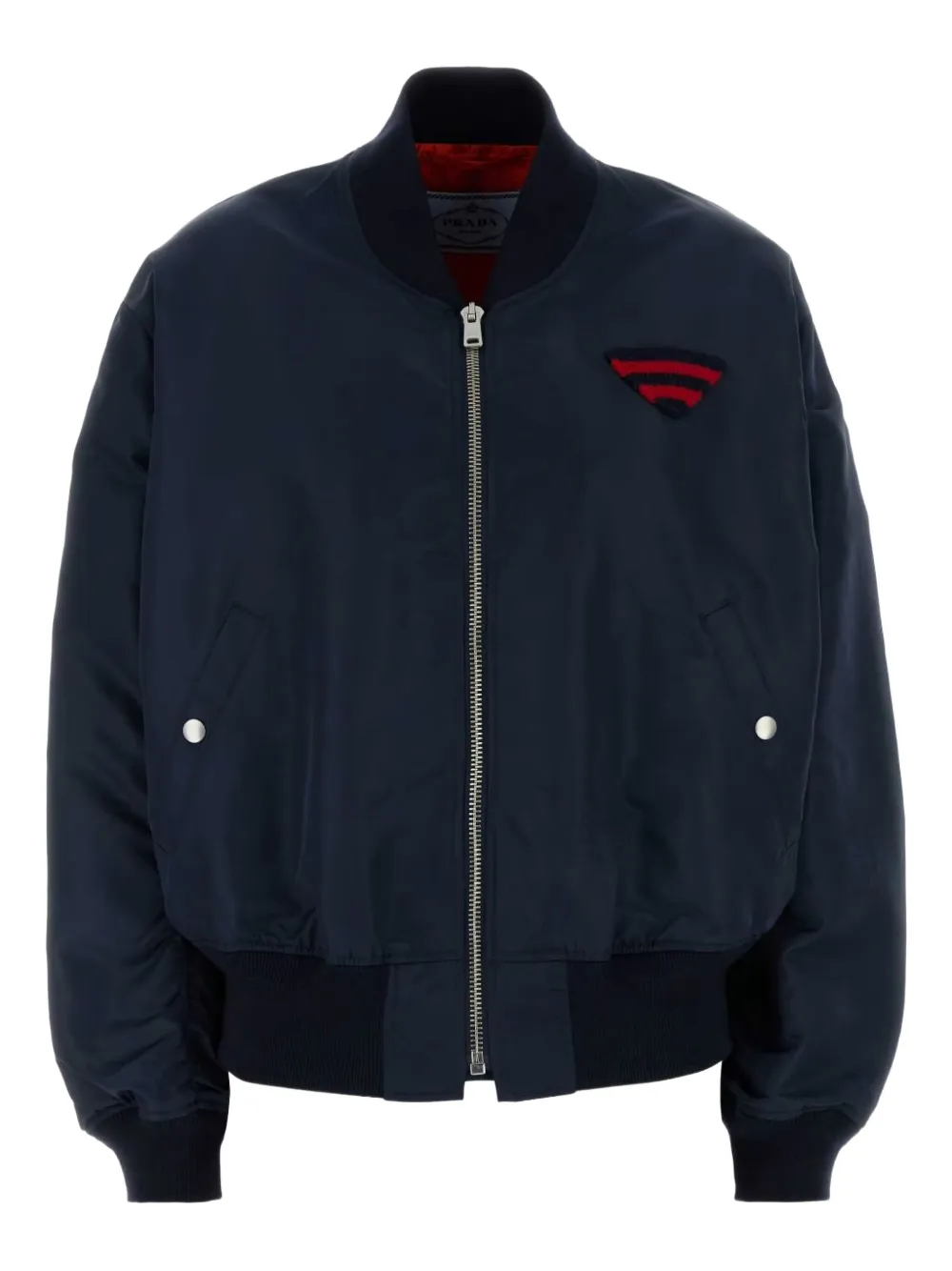 Prada Logo-patch Bomber Jacket In Blue