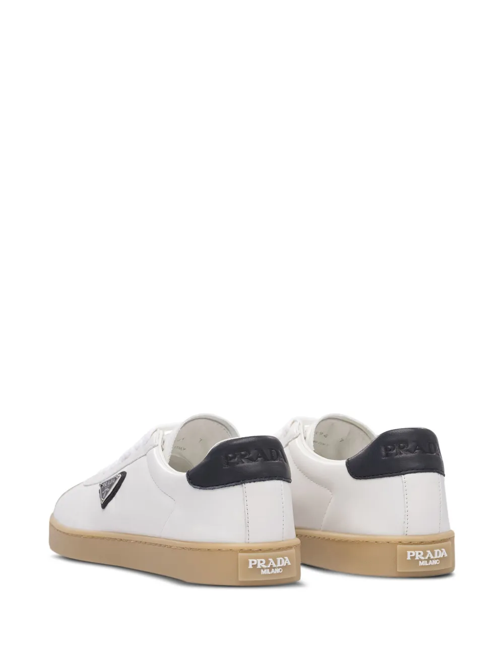 Prada Track Leather Logo-plaque Sneakers In White