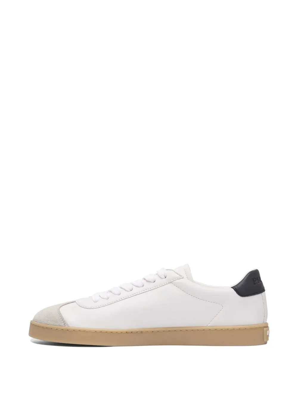 Prada Track Leather Logo-plaque Sneakers In White