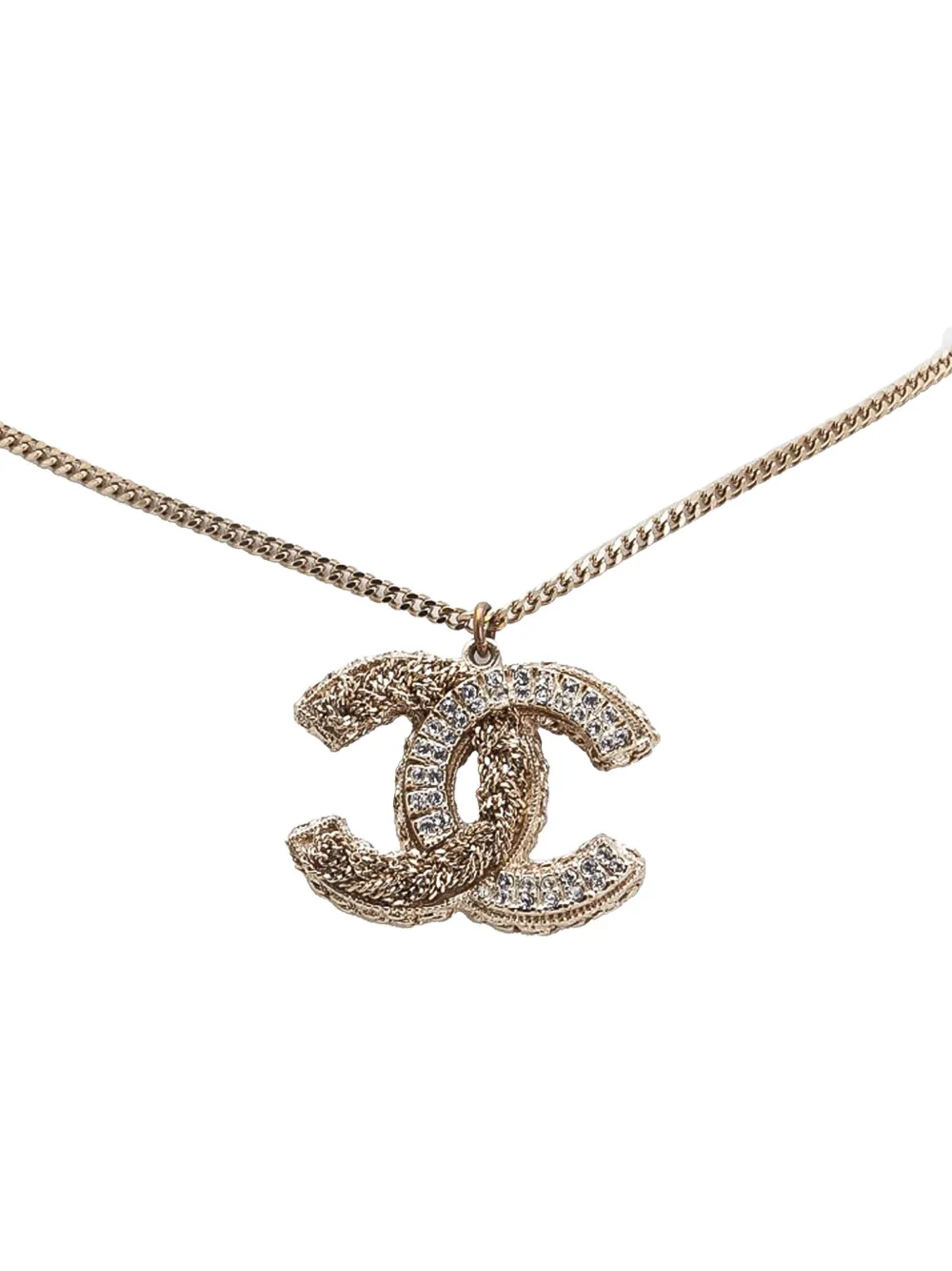 CHANEL Pre-Owned 2011 ゴールドプレーテッド ココマーク ラインストーン ペンダント コスチューム ネックレス - CHANEL Pre-Owned 2011 ゴールドプレーテッド ココマーク ラインストーン ペンダント コスチューム ネックレス -