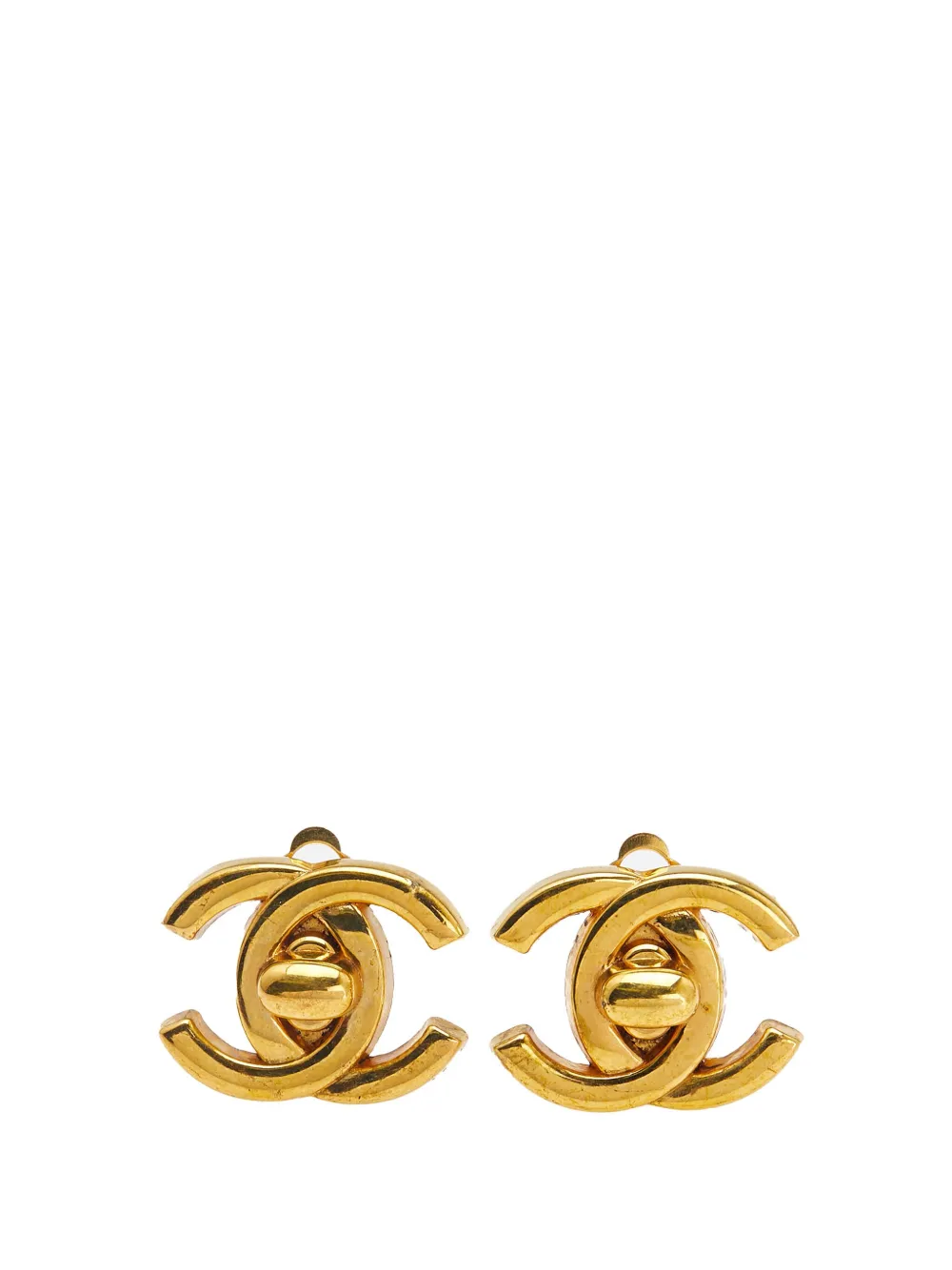 CHANEL Pre-Owned 1996 ゴールドプレーテッド ココマーク ターンロック クリップオン コスチューム イヤリング - CHANEL Pre-Owned 1996 ゴールドプレーテッド ココマーク ターンロック クリップオン コスチューム イヤリング -