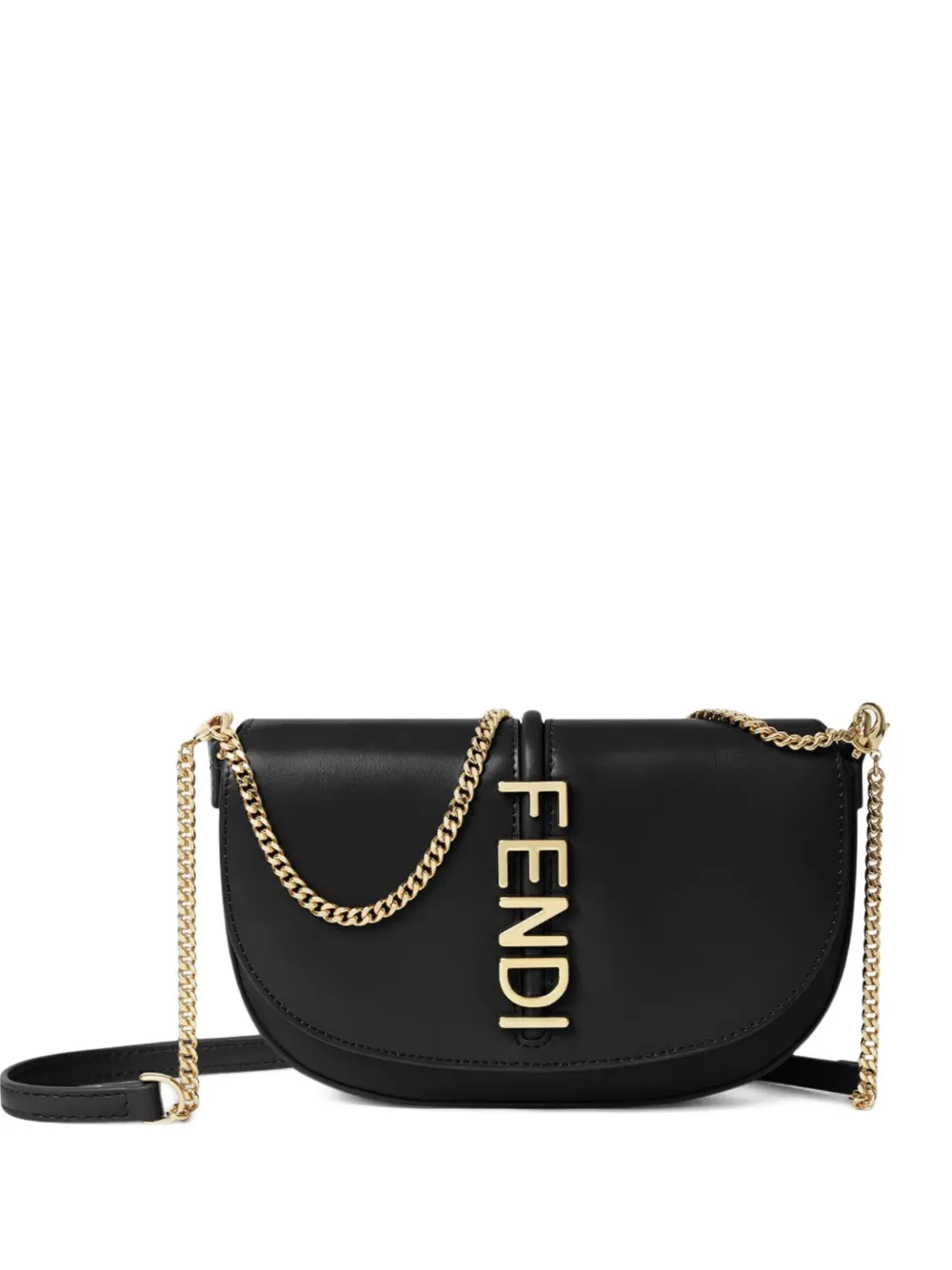 Fendi Graphy Chain Shoulder Bag In Black