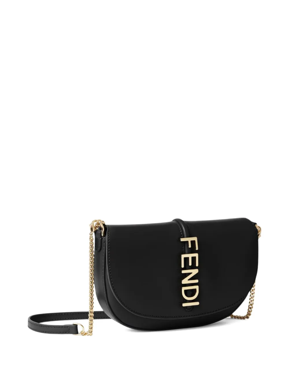 Fendi Graphy Chain Shoulder Bag In Black
