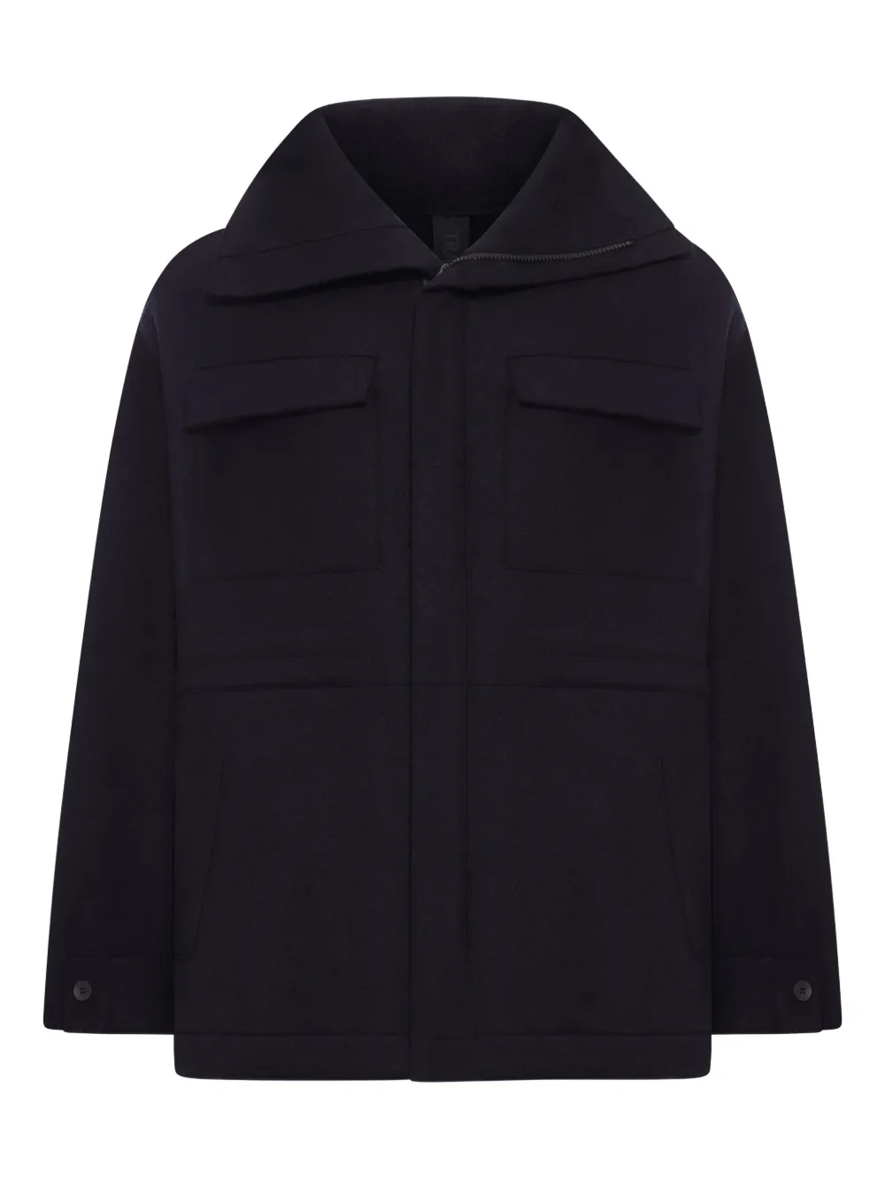 Transit flap-pocket hooded jacket | Black | Image 1