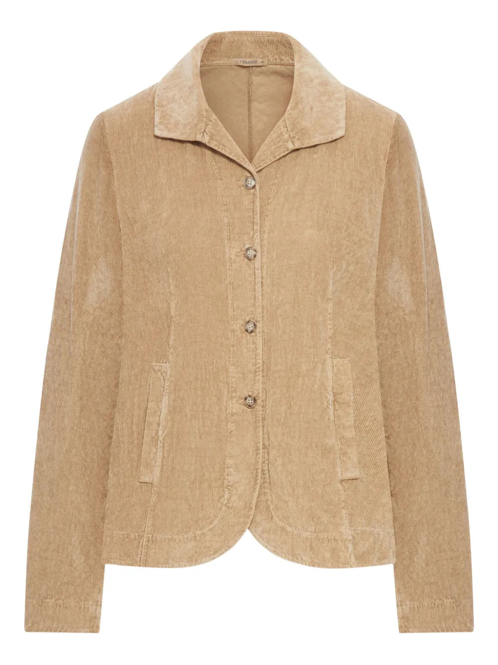 Transit Flared Velvet Ribbed Jacket In Brown
