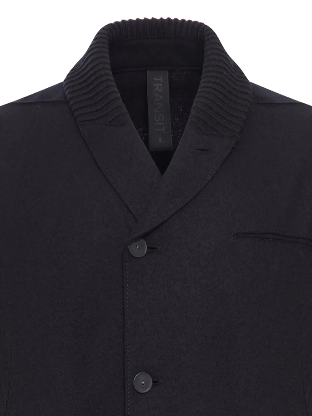 Transit Regular Fit Jacket In Raw Cut Virgin Boiled Wool In Black