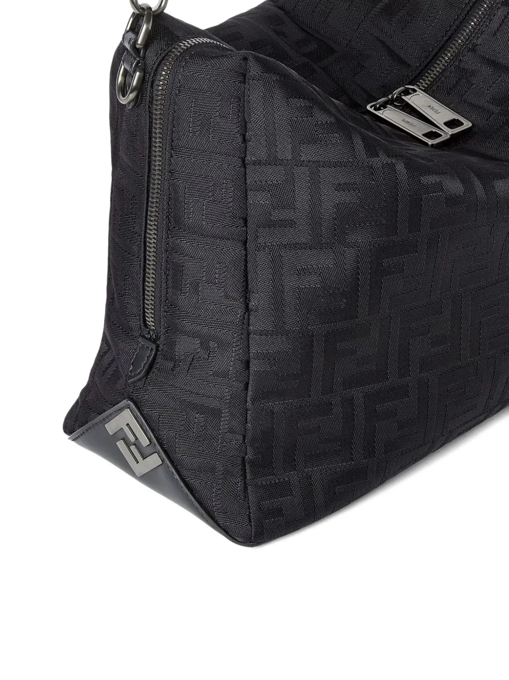 Fendi Large Lui Ff-pattern Messenger Bag In Black