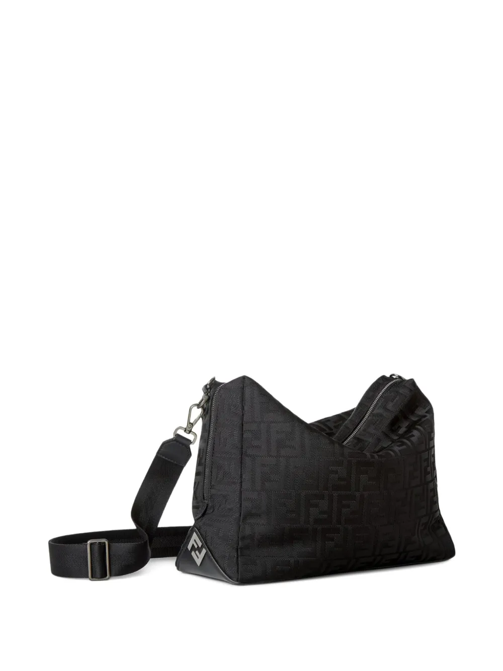 Fendi Large Lui Ff-pattern Messenger Bag In Black