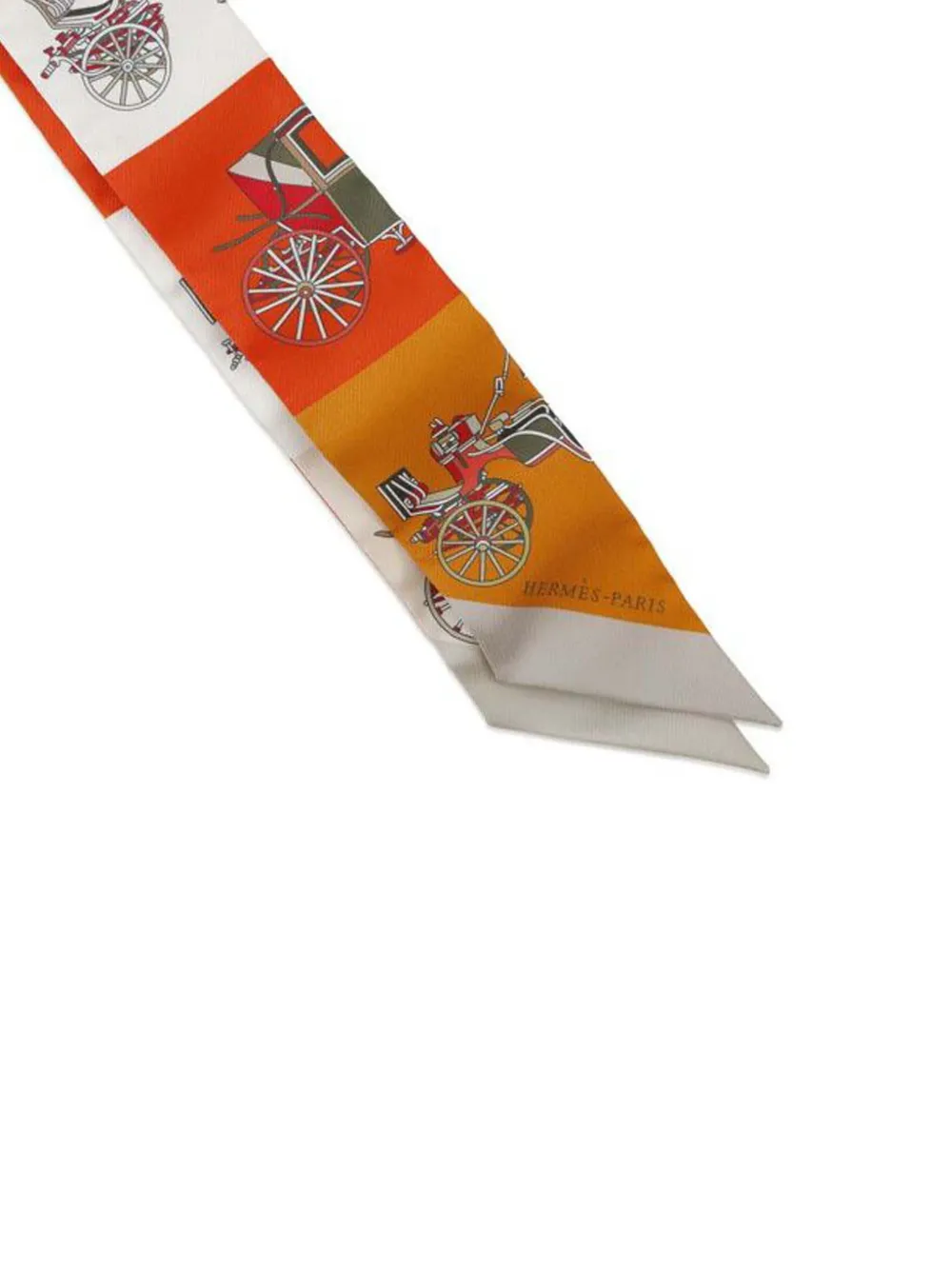 Pre-owned Hermes 2019-2020 Voitures Exquises Twilly Silk Scarf Scarves In Orange