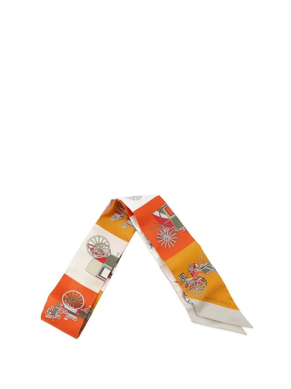Hermès Pre-Owned 2019-2020 Voitures Exquises Twilly Silk Scarf scarves | Orange | Image 1