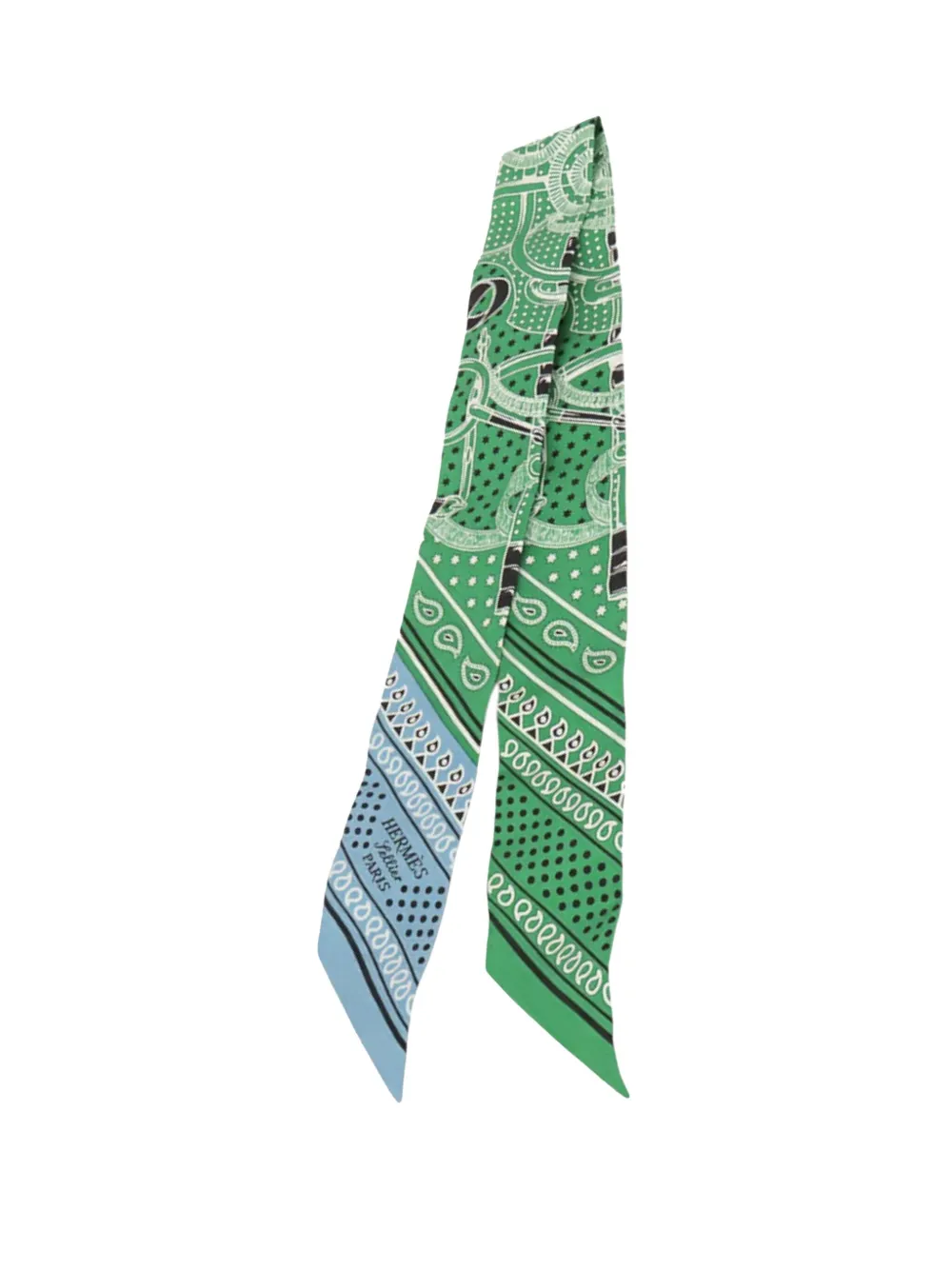 Hermès Pre-Owned 2019-2025 Eperon d'Or Bandana Silk Twilly Scarf scarves | Blue | Image 1