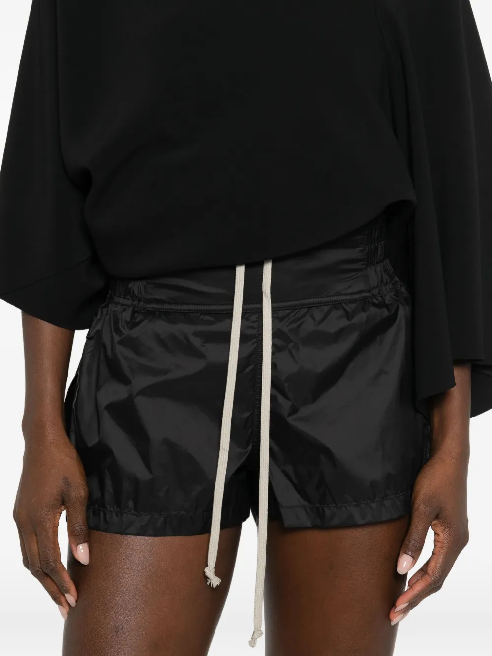 Rick Owens Shirred Drawstring-waist Boxing Trousers In Black