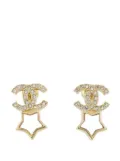 CHANEL Pre-Owned 2024 Gold Plated Rhinestone and Faux Pearl CC Star Push Back Earrings costume earrings