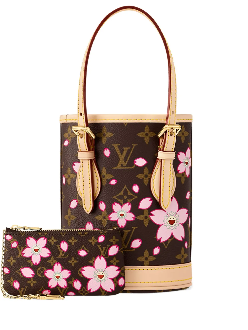 Louis Vuitton Pre-Owned x Takashi Murakami Borsa a secchiello "Sakura Brown" - Marrone