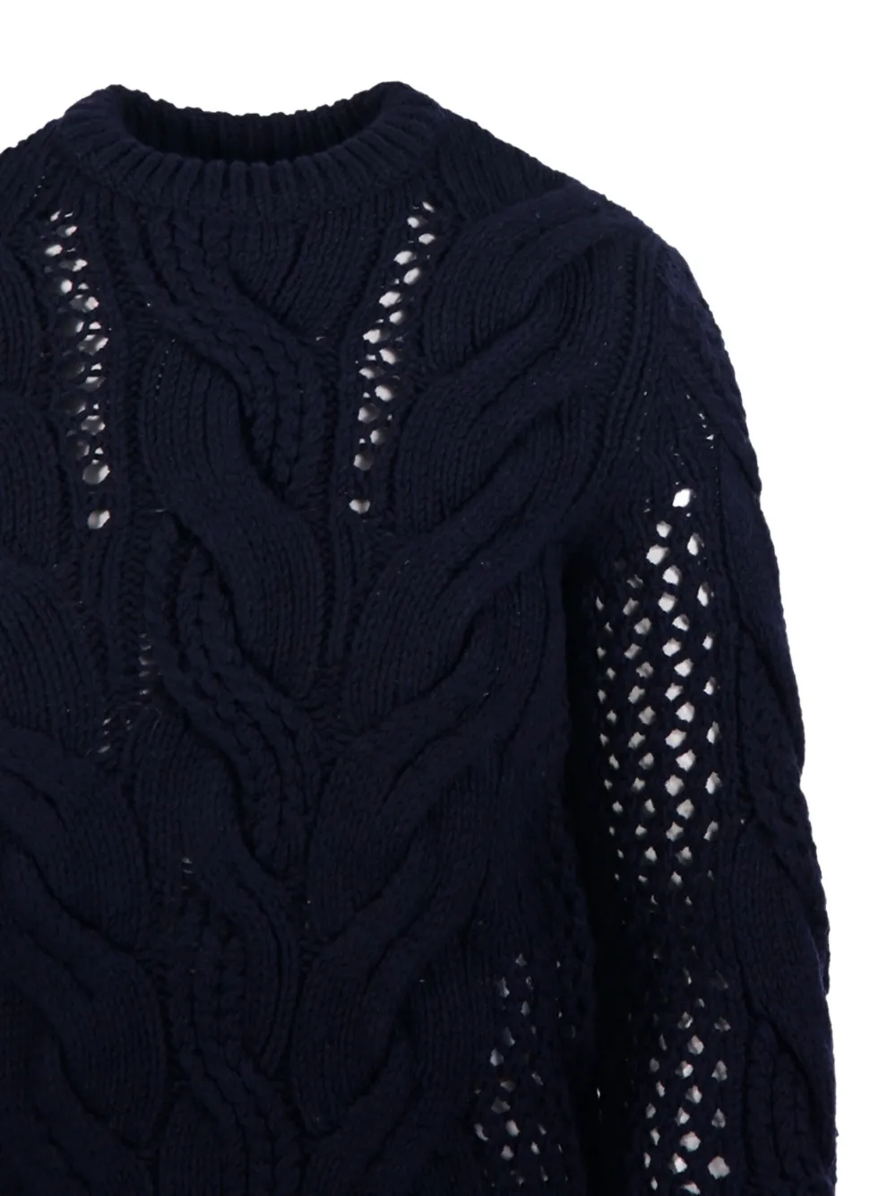 Sportmax Cable-knit Crew-neck Sweater In Blue