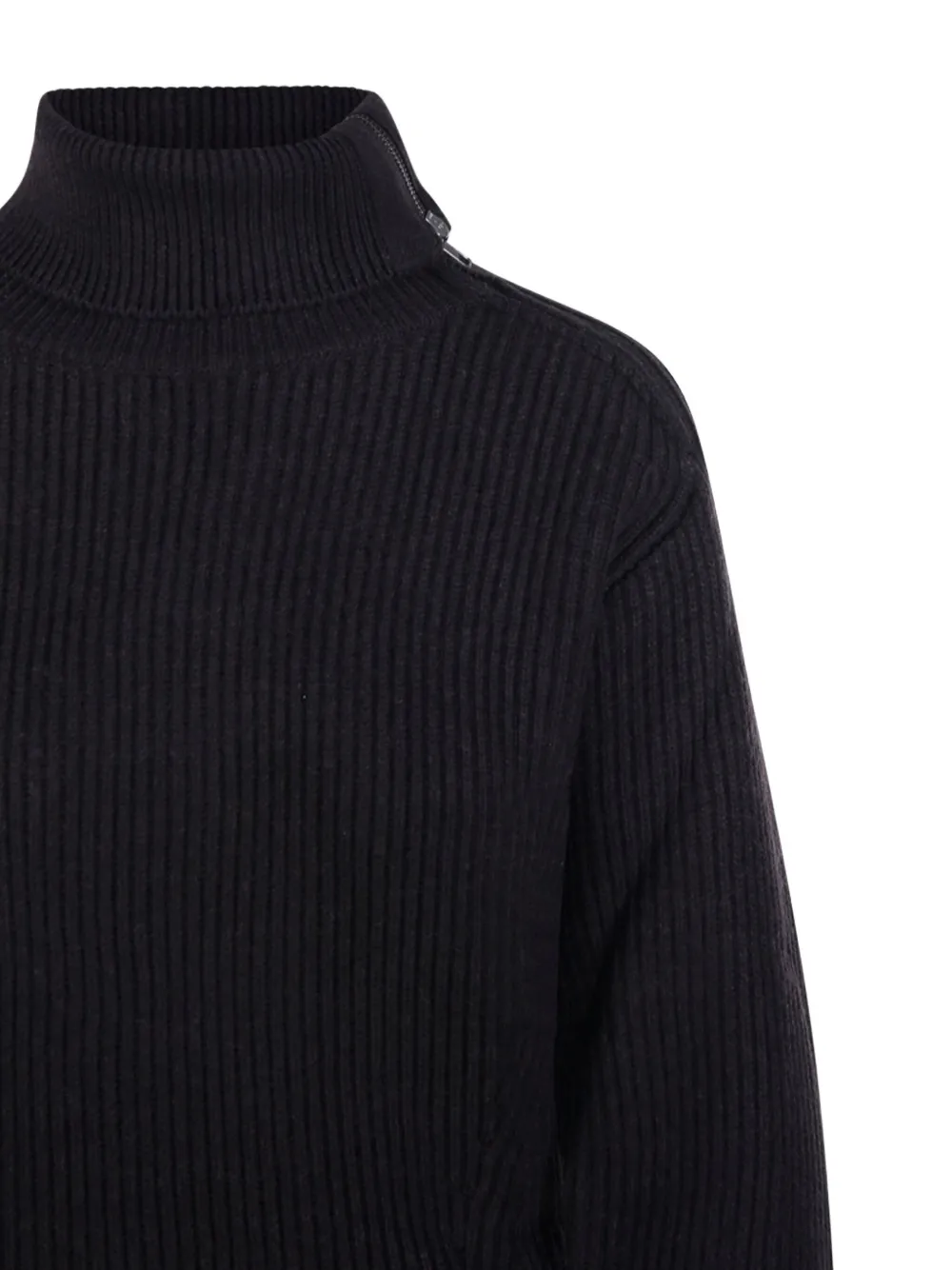P.a.r.o.s.h Ribbed Turtleneck Zip-fastening Jumper In Black