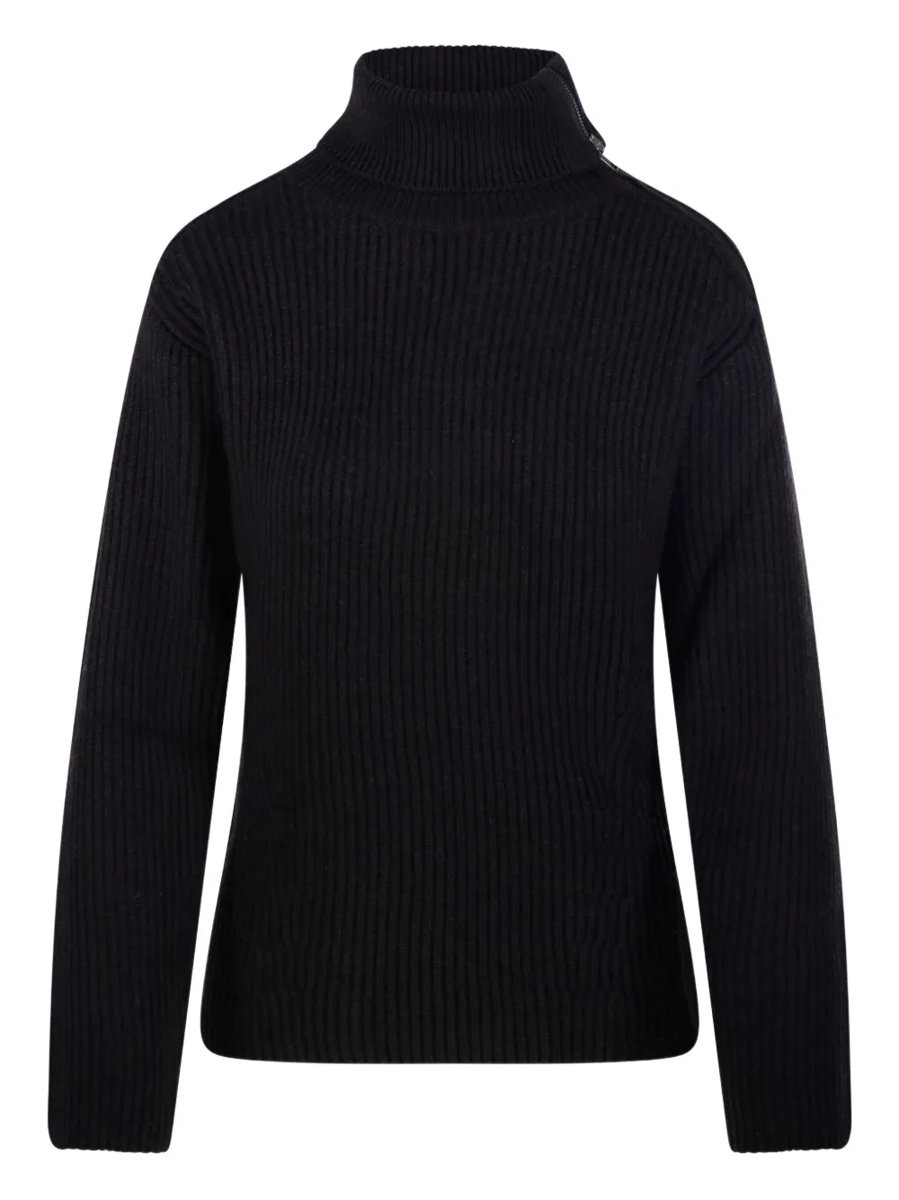 P.a.r.o.s.h Ribbed Turtleneck Zip-fastening Jumper In Black