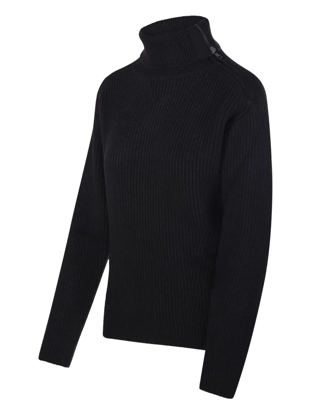 P.a.r.o.s.h Ribbed Turtleneck Zip-fastening Jumper In Black