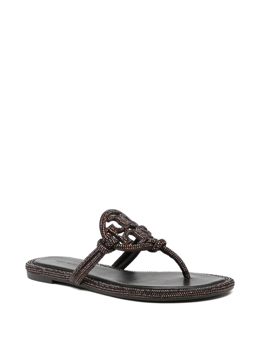Tory Burch Crystal Embellished Sandal In Brown