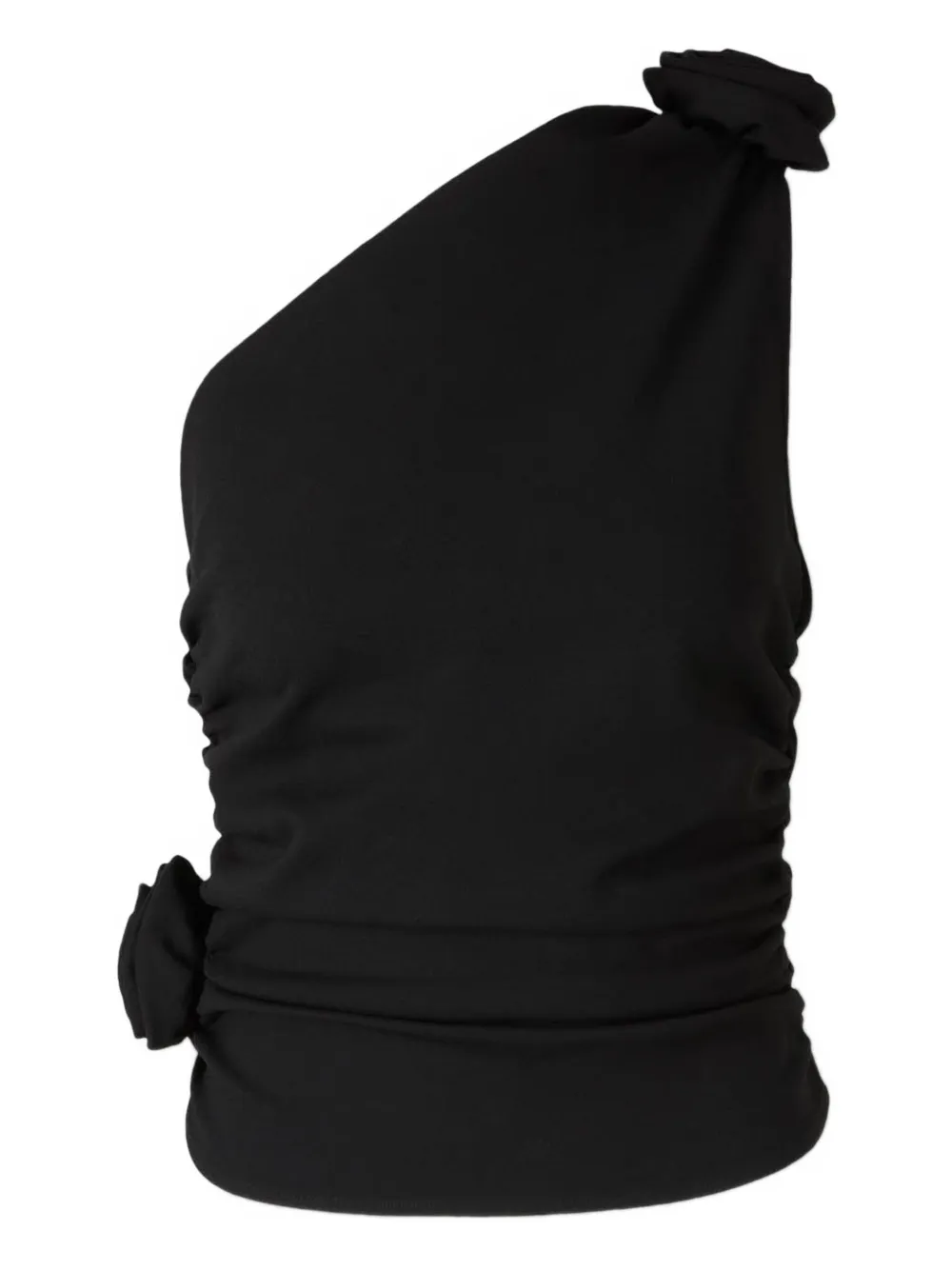 Magda Butrym Rose-embellished One-shoulder Top In Black