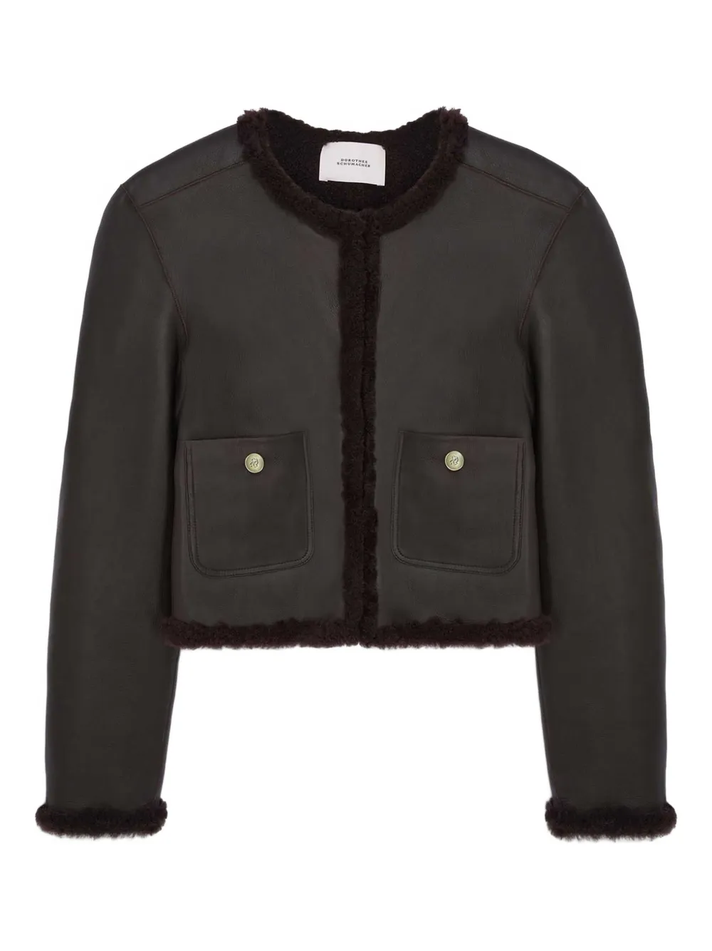 Dorothee Schumacher Cropped Shearling Reversible Jacket In Brown