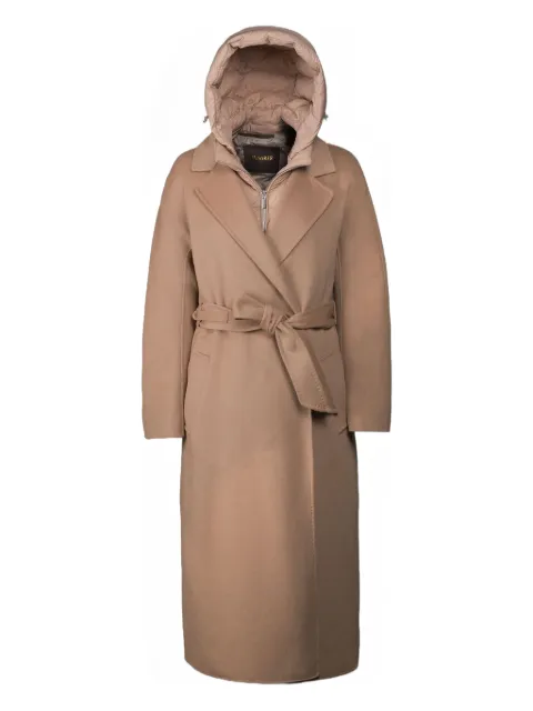 Moorer hooded belted coat
