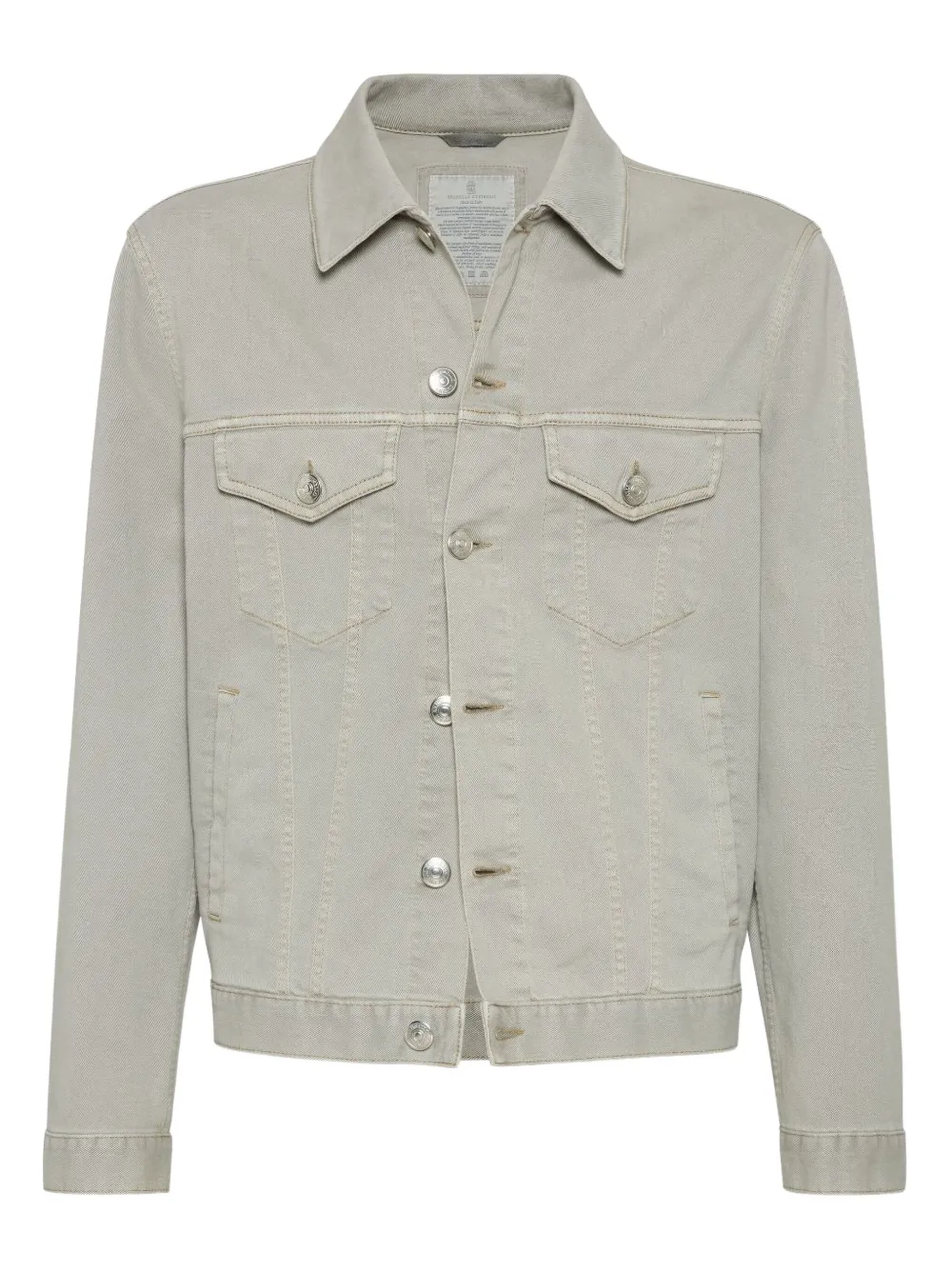 Brunello Cucinelli button-front long-sleeve denim jacket | Grey | Image 1