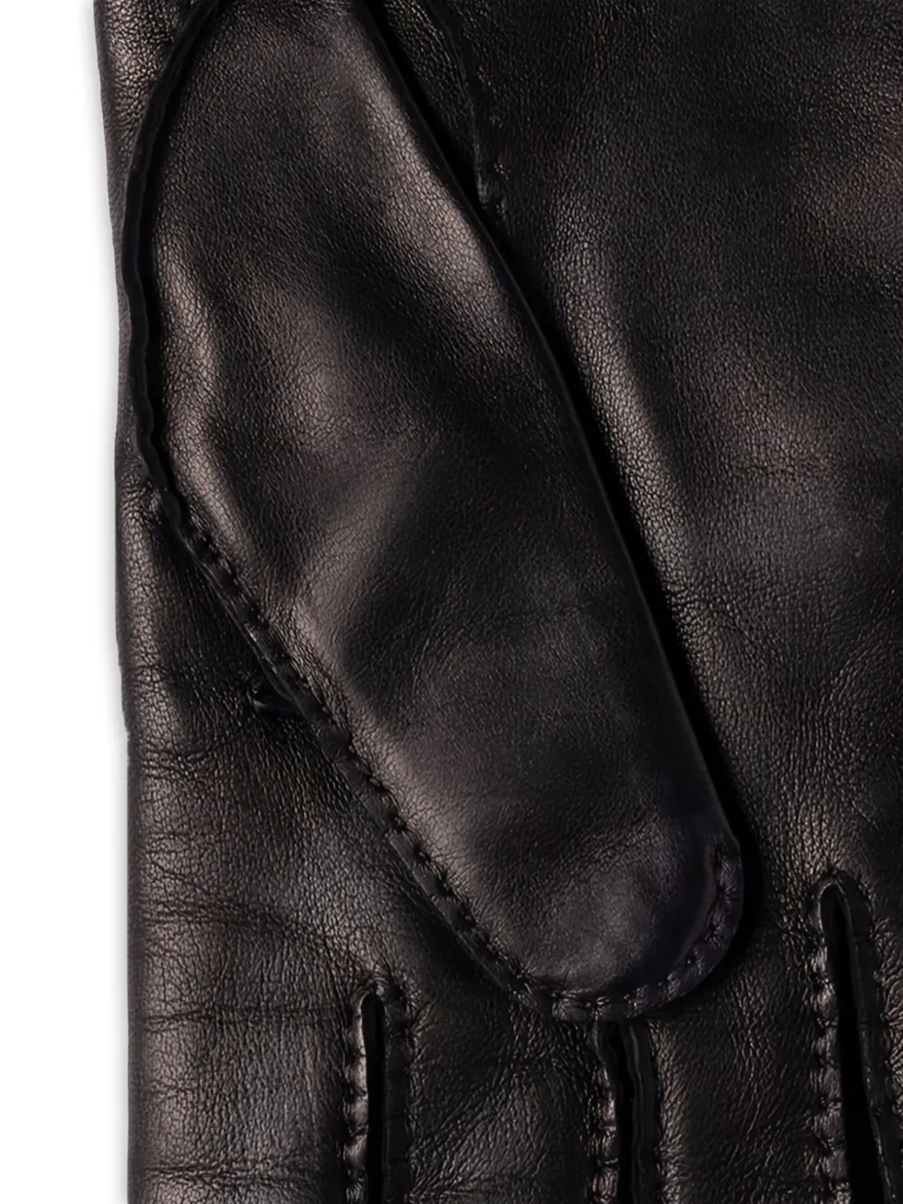 Mario Portolano Leren handschoenen met lamswol - Zwart