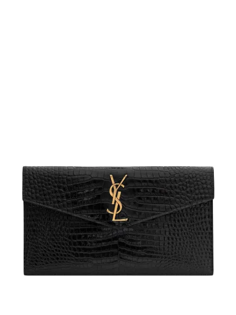 Saint Laurent Uptown crocodile-embossed clutch bag