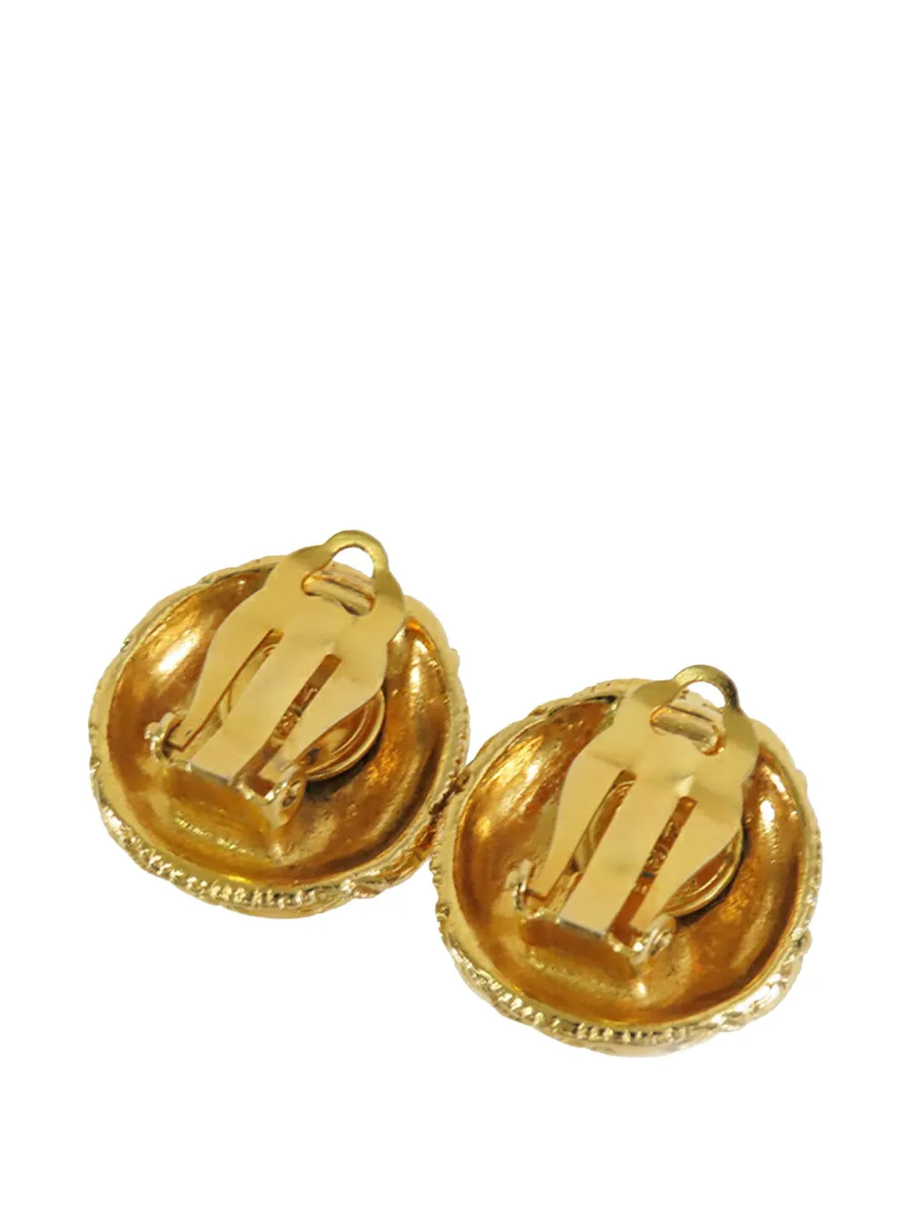 CHANEL Pre-Owned 1970-1980 Gold Plated CC Round Clip on Earrings costume earrings | Image 2