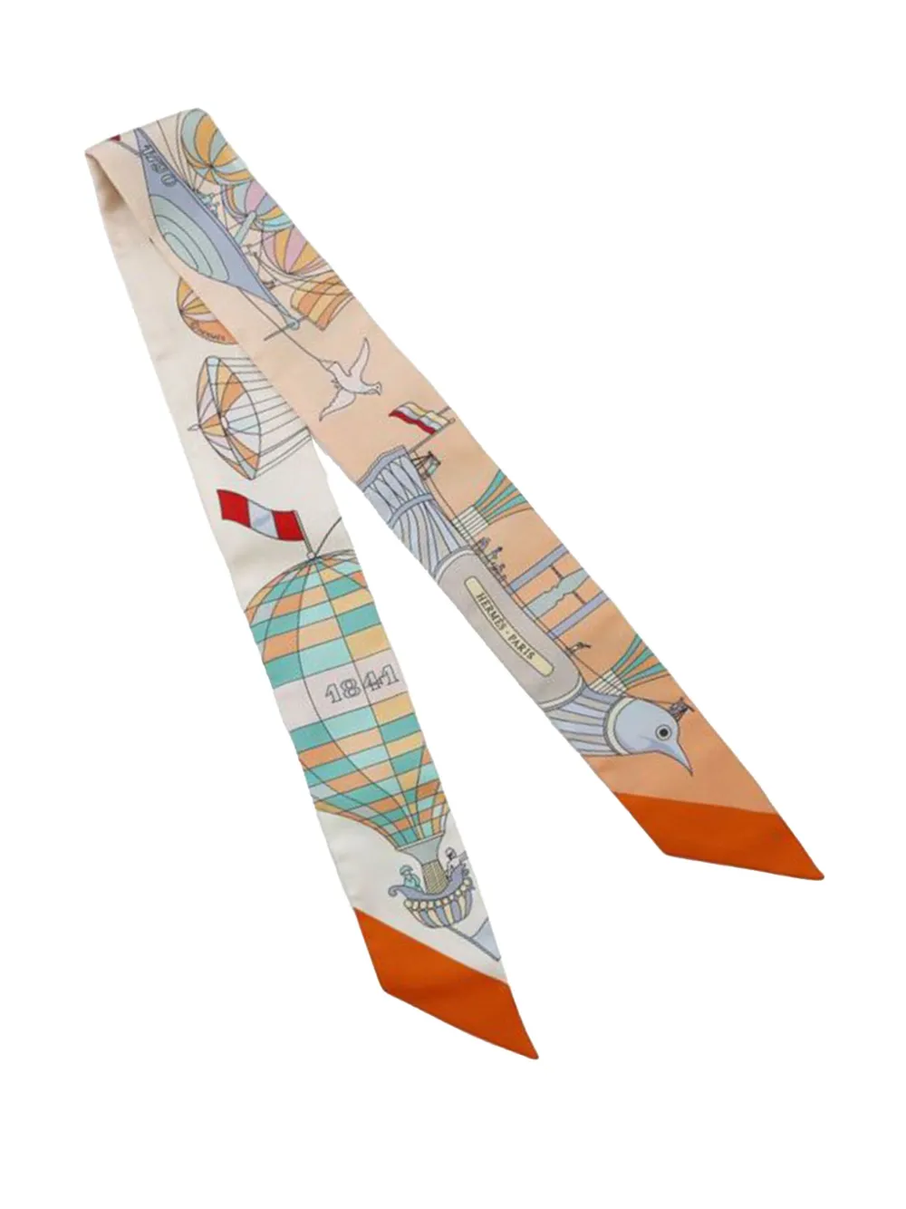 Hermès Pre-Owned 2019-2020 Les Folies Du Ciel Silk Twilly Scarf scarves | Orange | Image 1