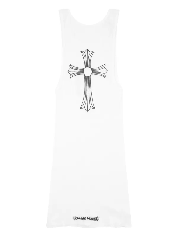 Chrome Hearts T Bar Cross Ribbed Tank Top | White | FARFETCH