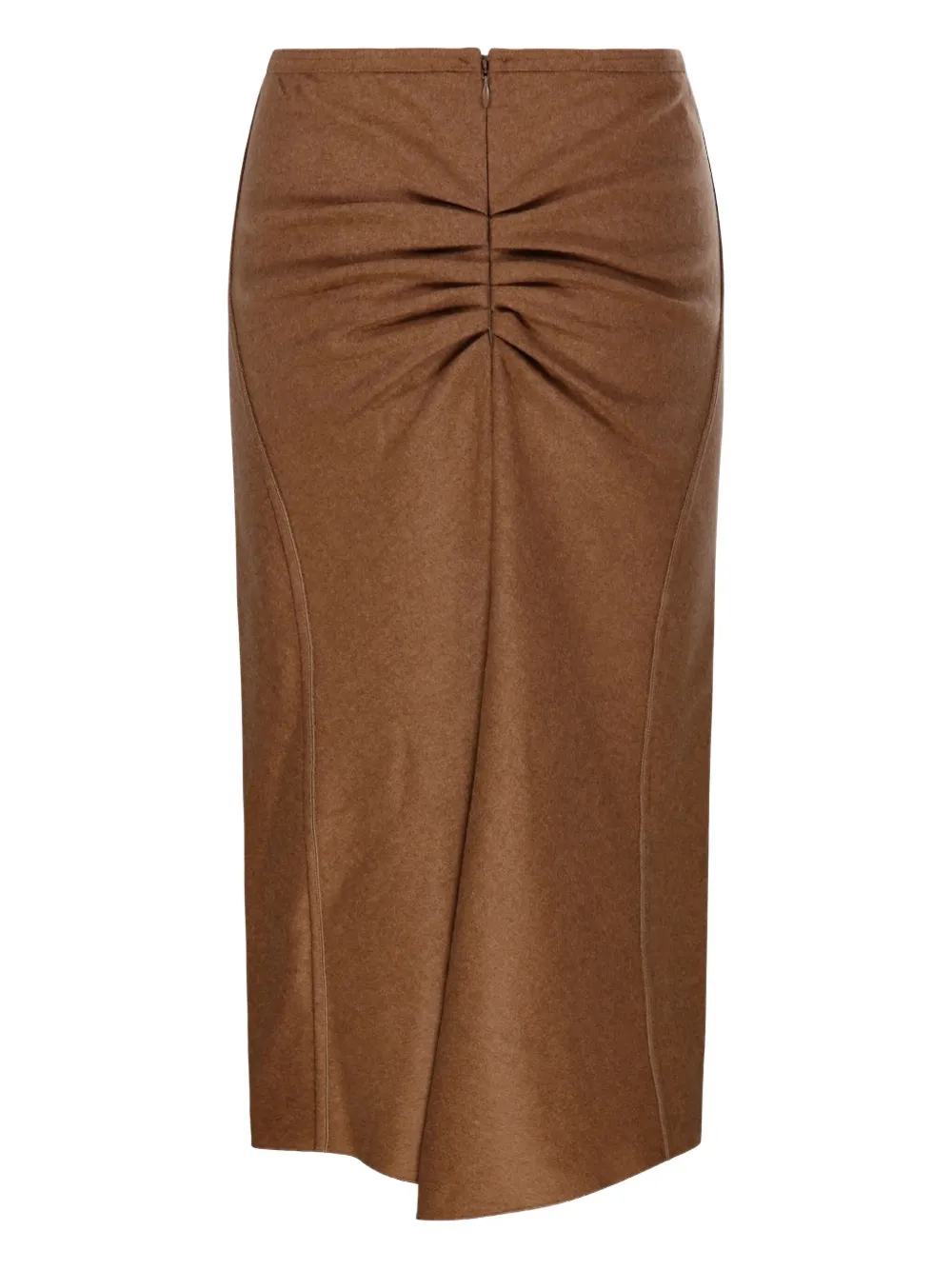Victoria Beckham Midi-rok met gesmockte voorkant - Bruin