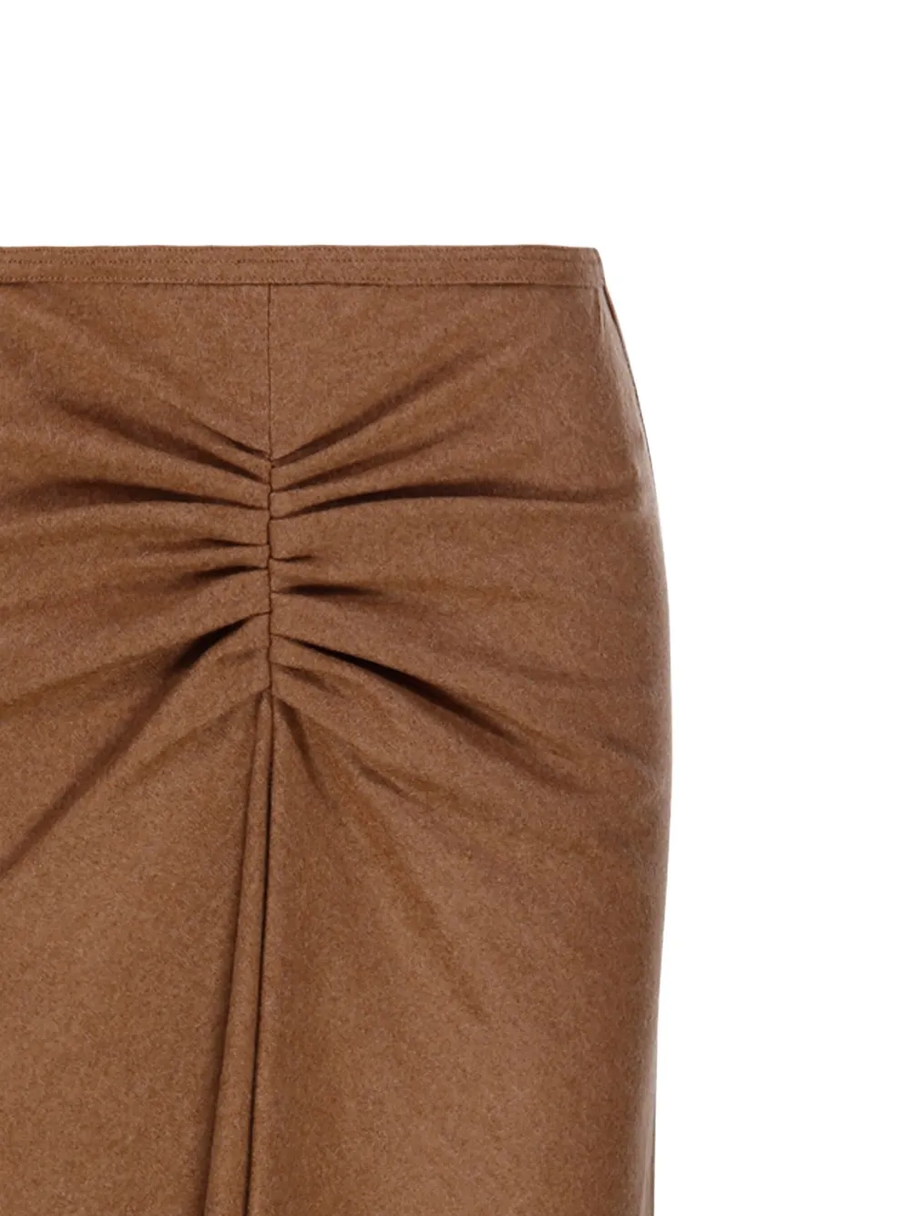 Victoria Beckham Gathered Wool And Cashmere Midi Skirt In Brown