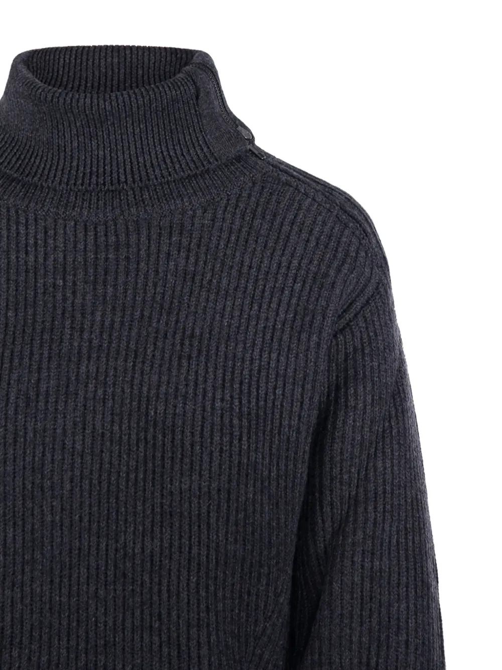 P.a.r.o.s.h Zip-detail Ribbed Turtleneck Sweater In Black