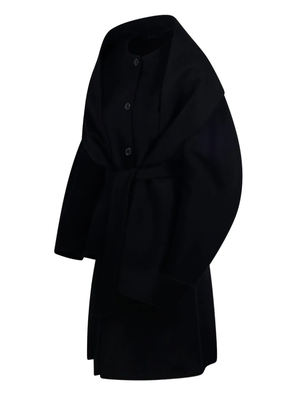 P.a.r.o.s.h Balloon-sleeve Belted Coat In Black