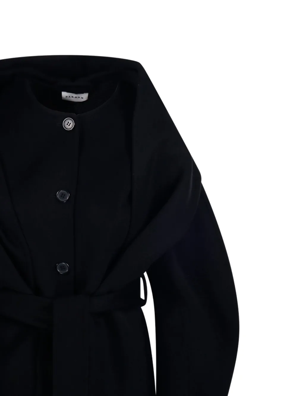 P.a.r.o.s.h Balloon-sleeve Belted Coat In Black