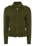 Temperley London ruffled napoleon knit jacket - Pine green
