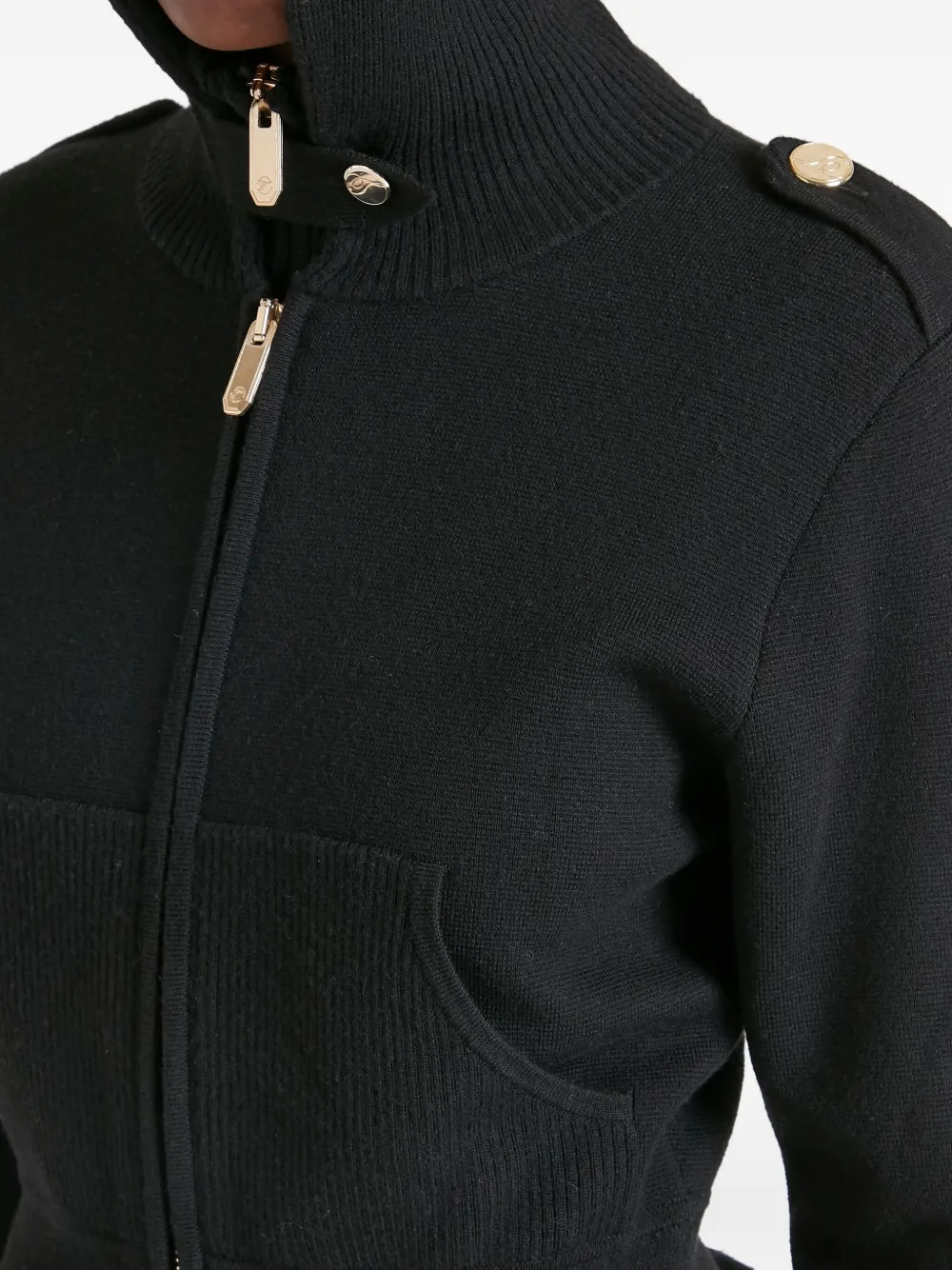 Temperley London Napoleon gebreid jack met rits en ruches Zwart