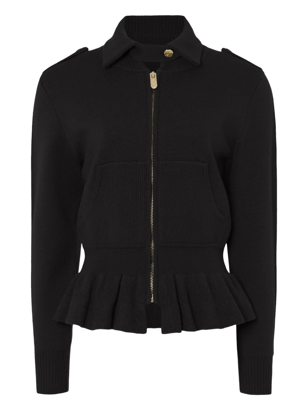 Temperley London ruffled zip NAPOLEON KNIT jacket | Black | Image 1