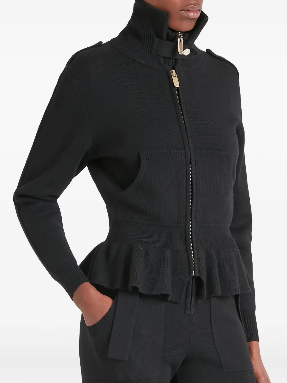 Temperley London Napoleon gebreid jack met rits en ruches Zwart