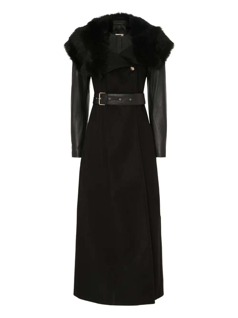 Temperley London Mantel Mit Shearling-besatz In Black
