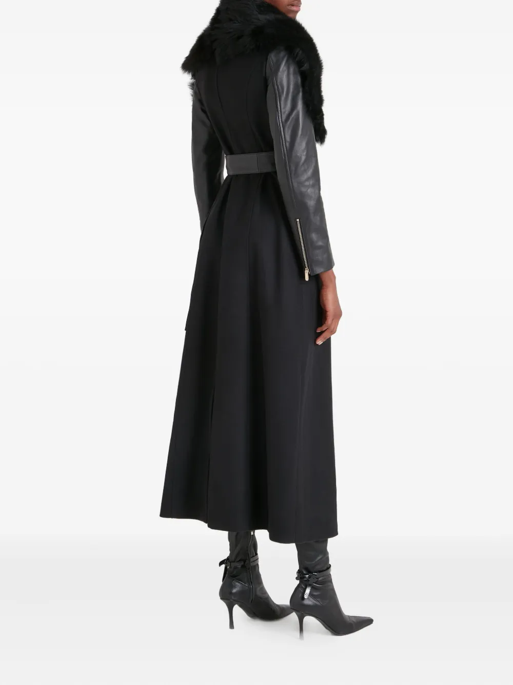 Temperley London Mantel Mit Shearling-besatz In Black